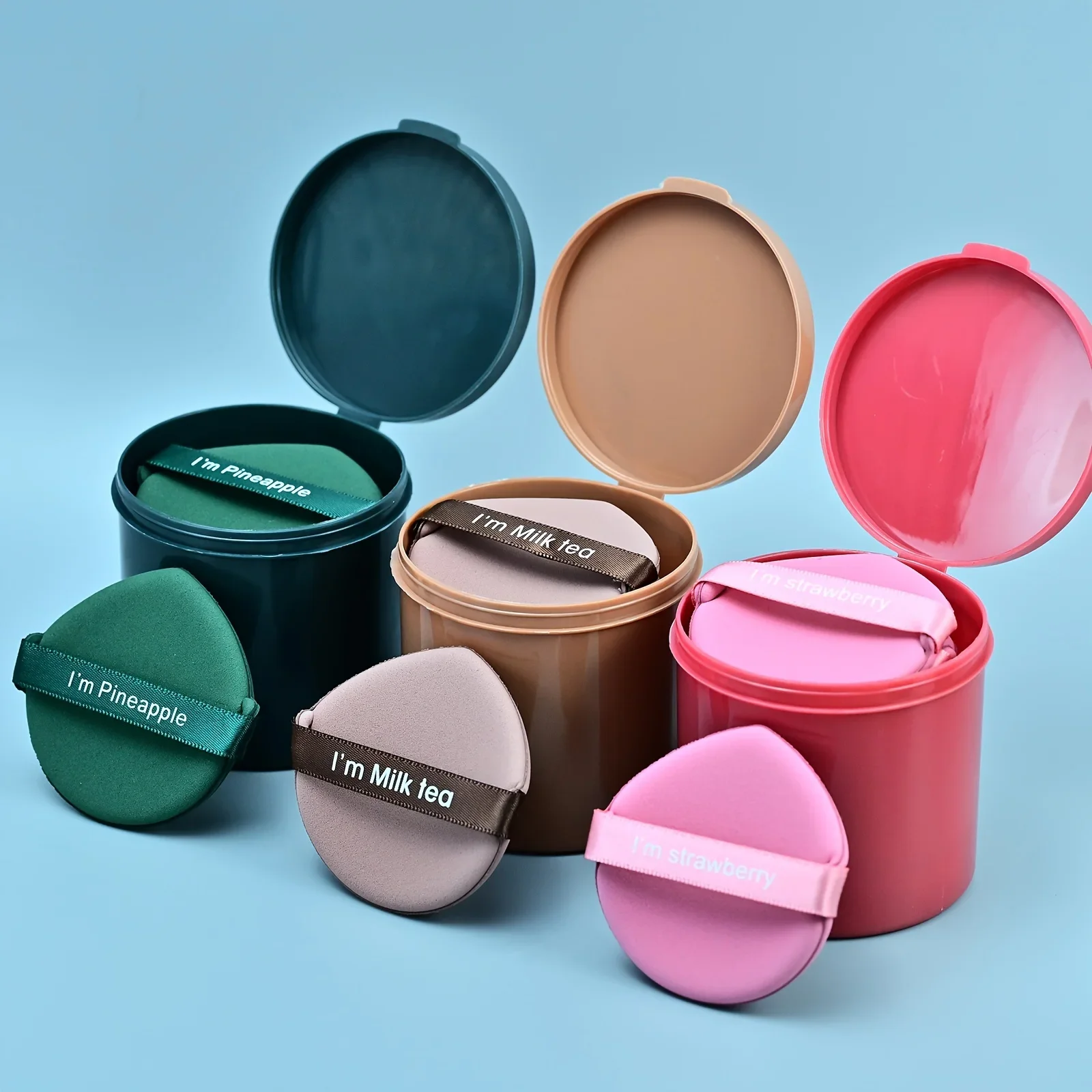 7Pcs Makeup Sponge Puff Set with Storage Case, Round & Teardrop Dry Wet Blenders for Foundation BB Cream, Reusable Cosmetic Tool