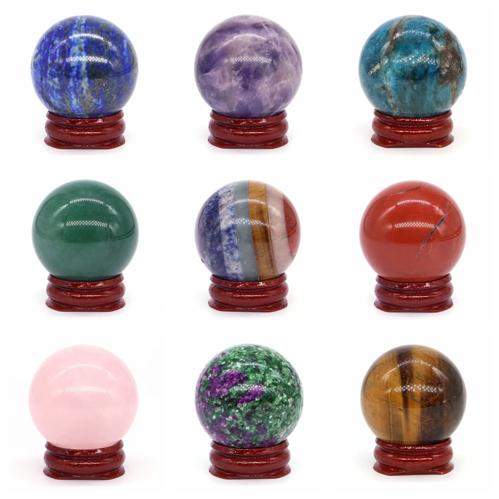 40 mm Naturstein-Kristallkugel, Quarzkugel, Reiki, heilende Energie, Edelstein, Wicca, Massagekugel, Schreibtisch, Feng Shui, Heimdekoration