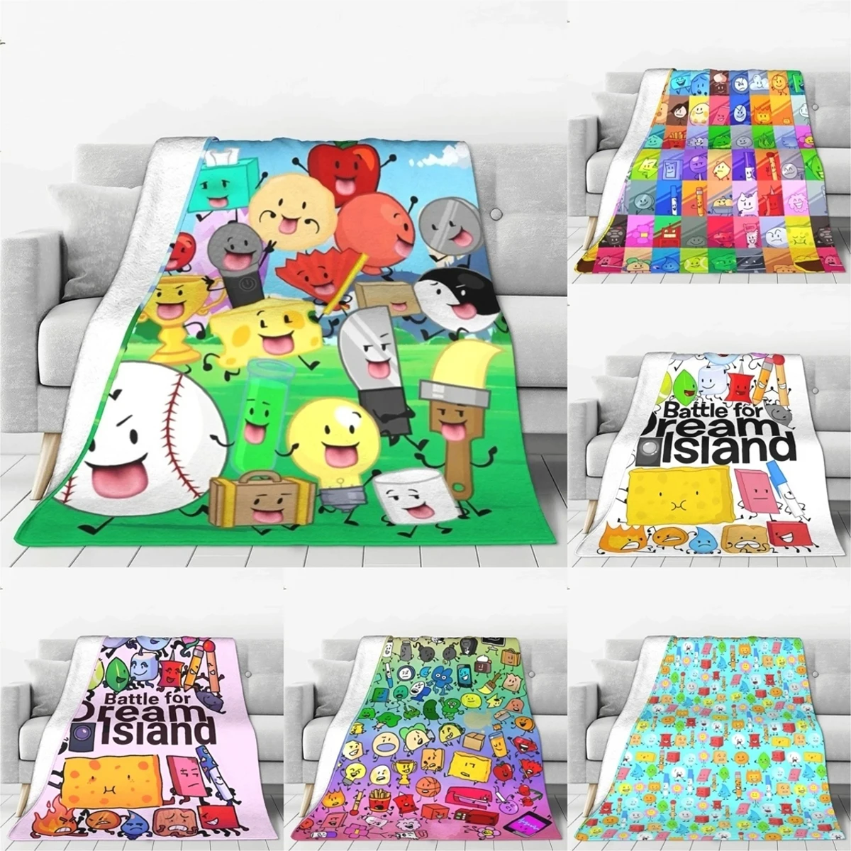 Bfdi Inanimate Insanity Cartoon Blanket All Characters Plush Vintage Soft Throw Blanket Chair Covering Sofa All Season Bedroom