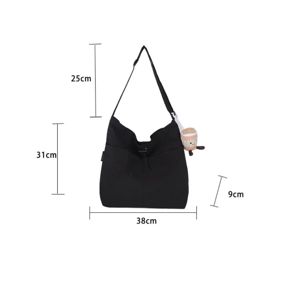 2024 Fashion Drawstring Shoulder Bag Travel Casual Nylon Tote Bag Large Capacity Waterproof Crossbody Bucket Bag Women