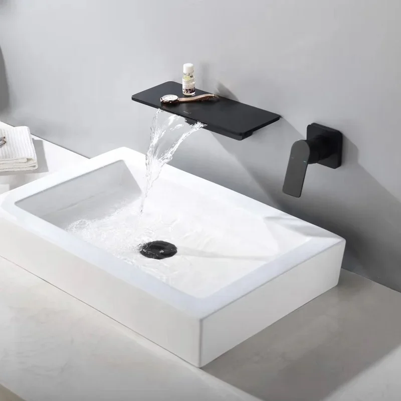 Waterfall Bathroom Sink Faucet shower set Wall Mount Lavatory basin Faucets Mixer Tap