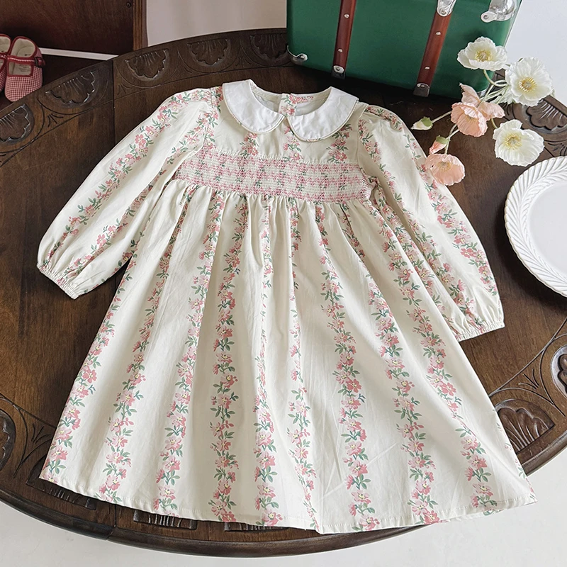 

Новинка 2023 года, осеннее праздничное платье в европейском и американском стиле для девочек от 2 до 7 лет, хлопковая детская одежда с длинными рукавами и принтом, детские платья принцессы