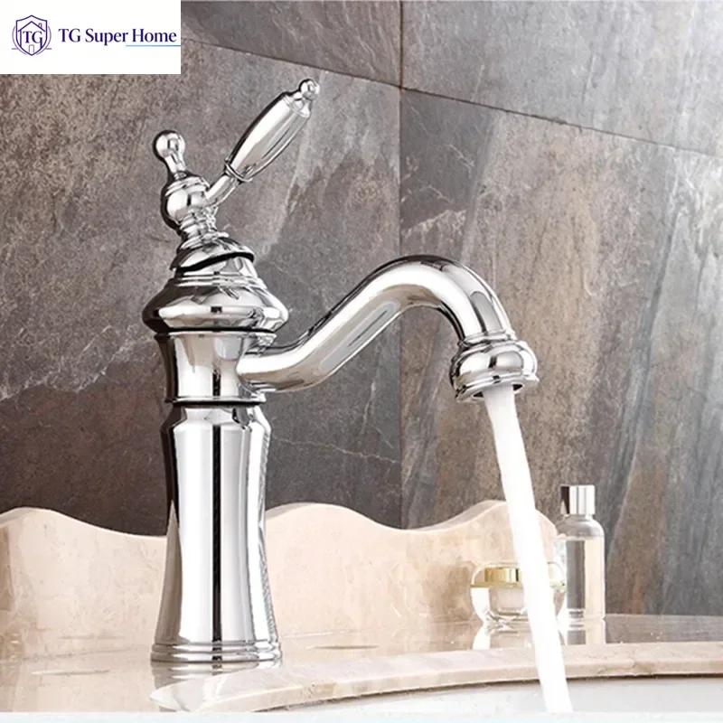 Wash-basin Faucet Black/Silver Brass Fashion Bathroom Large Bend Mouth Type Single Handle Faucet Sink Cold Hot Water Mixer Taps