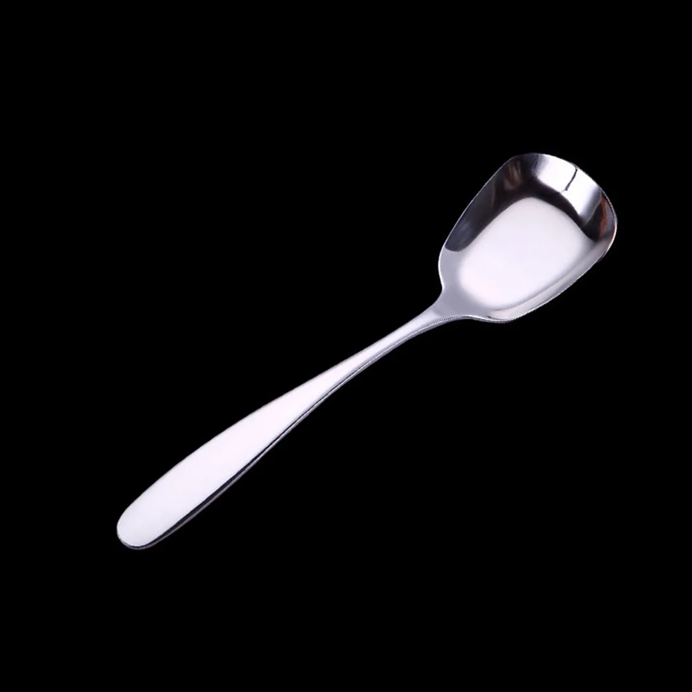 

Stainless Steel Soup Spoon Thickened Flat Bottom Square Design Polished Dishwasher Safe For Dessert Coffee Banquet
