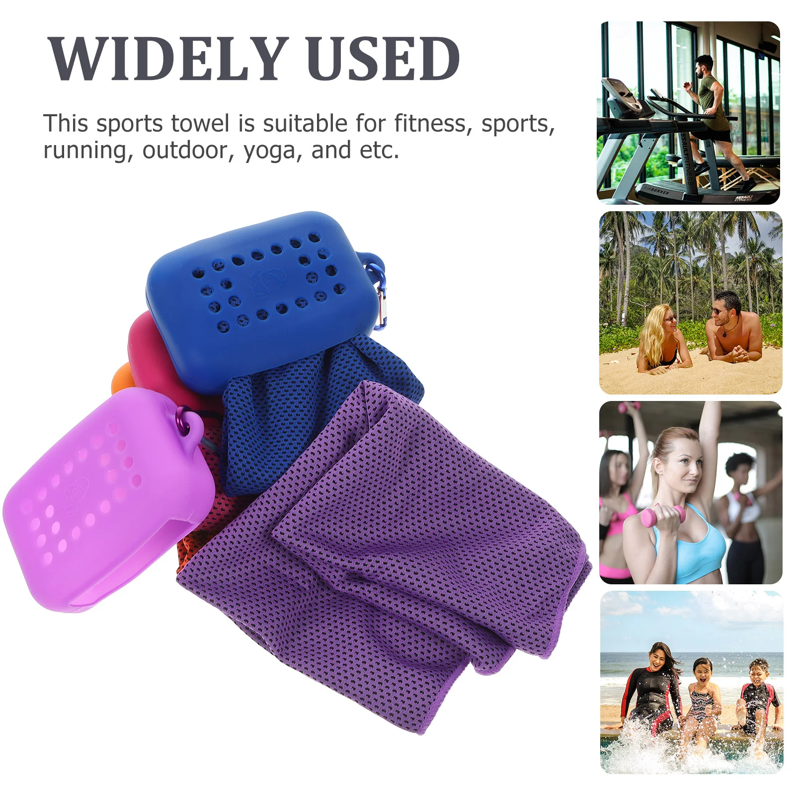 

4 Pcs Quick-drying Ice-sensing Towel Cooling Gym Sweat-absorbing Yoga Fitness Sports Travel Polyester Backpacking Towels