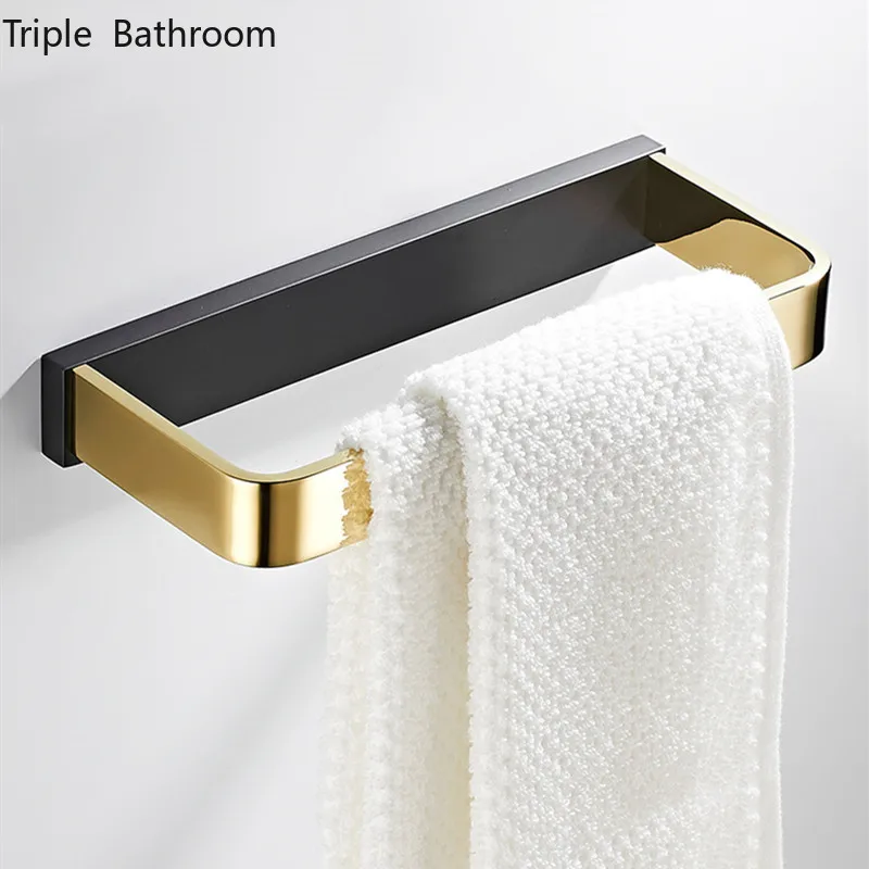 Light Luxury Solid Brass Towels Bar Punch-free Wall Towel Rack Hanger Restroom Storage Holder Home Bathroom Accessories