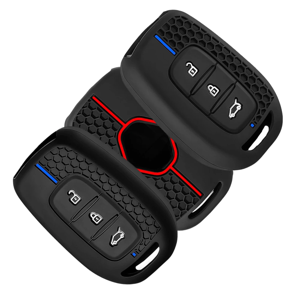 Funda con llavero de silicona de 3 botones, soporte de carcasa para Renault Clio Modus Clio Dacia Sandero Logan Duster Dokker 2021 2020 2019