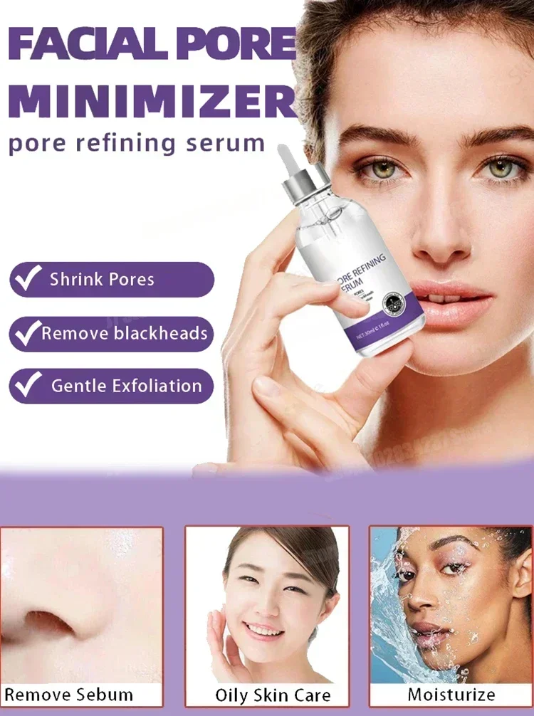 Suero hidratante de larga duración para minimizar los poros, reduce los poros, controla el aceite, refina el cuidado de la piel para una piel suave y brillante, reduce los poros