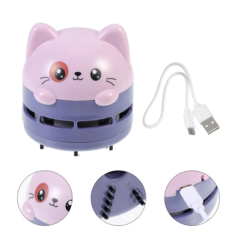 Mini Desk Vacuum Cleaner Portable Cartoon Design Desktop Dust Cleaner Quick Cleaning for Office Home Keyboard Car Seat