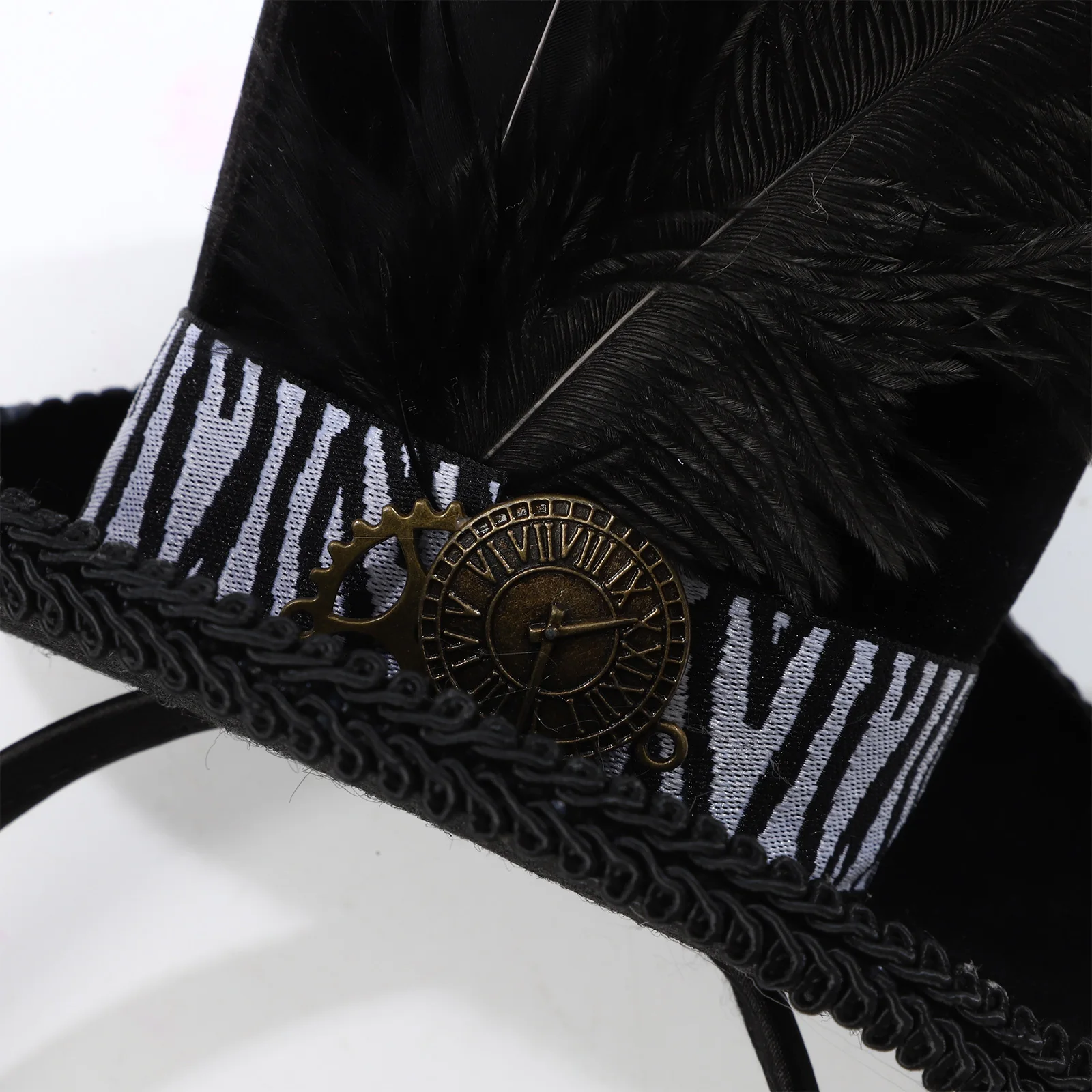Hiasan Kepala Bulu Retro Halloween Pria Wanita Uniseks Kostum Ikat Kepala Topi Atas Pesta Bujangan untuk Topeng Pesta Bertema Halloween