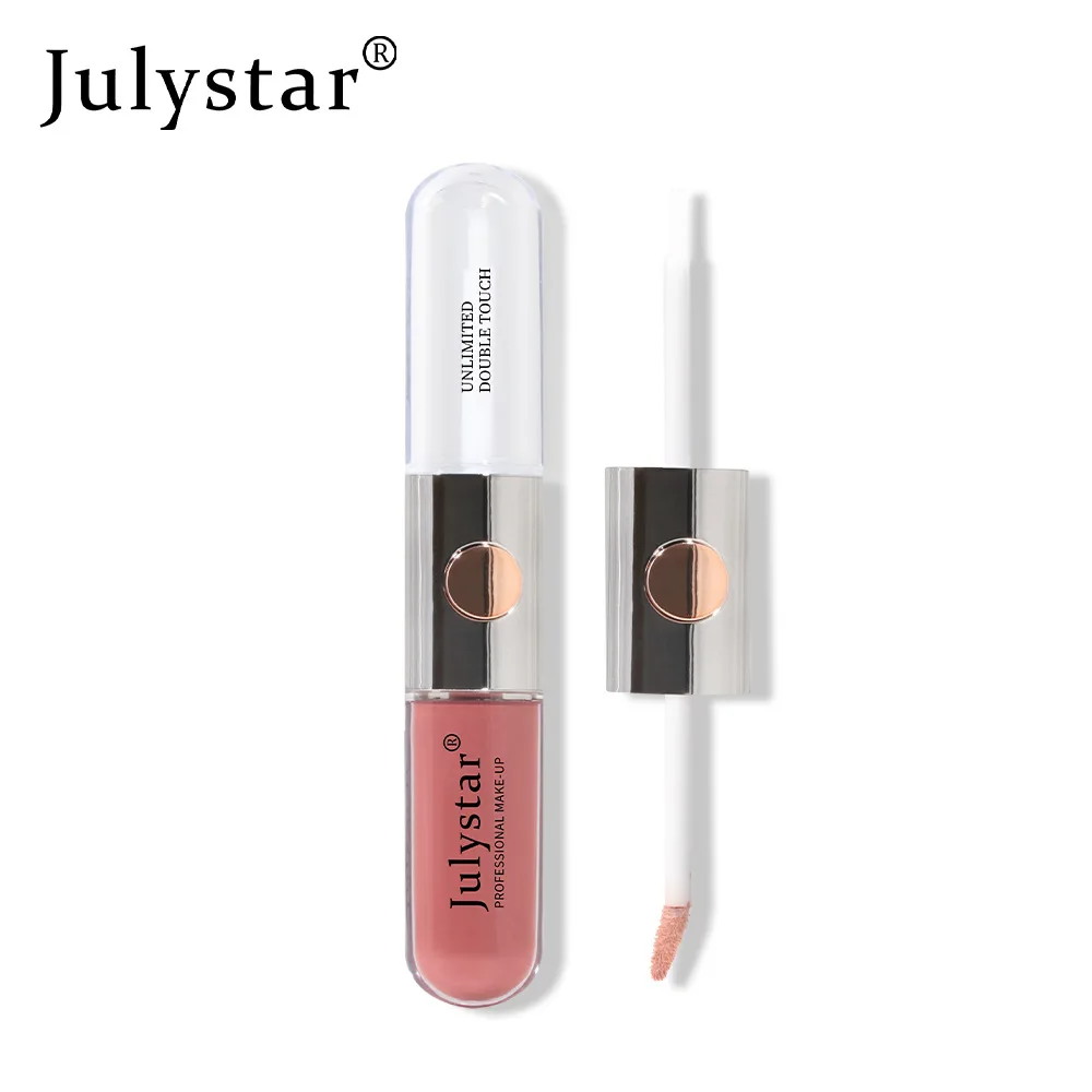 Julystar Waterdichte Lippenstift Tweekoppige Lip Glazuur Blijvende Geen Vervagende Spiegel Lipgloss Vrouwelijke Cosmetische Lip Make-Up Dagelijkse Make-Up