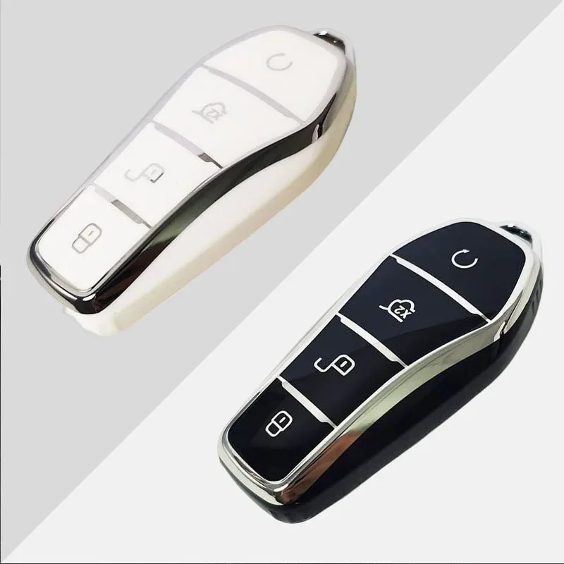 Fashion New Soft TPU Car Key Case Protect Cover 4 Button For BYD Qin Plusdmi Atto 3 Han EV Dolphin Durable Car Accessories