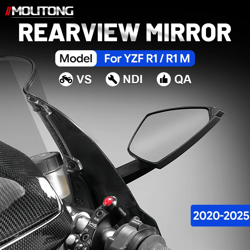 Motorcycle Rearview Side Rearview Adjustable Handlebar Left Right Mirror Suitable For Yamaha YZF-R1 YZF-R1M 2020-2025