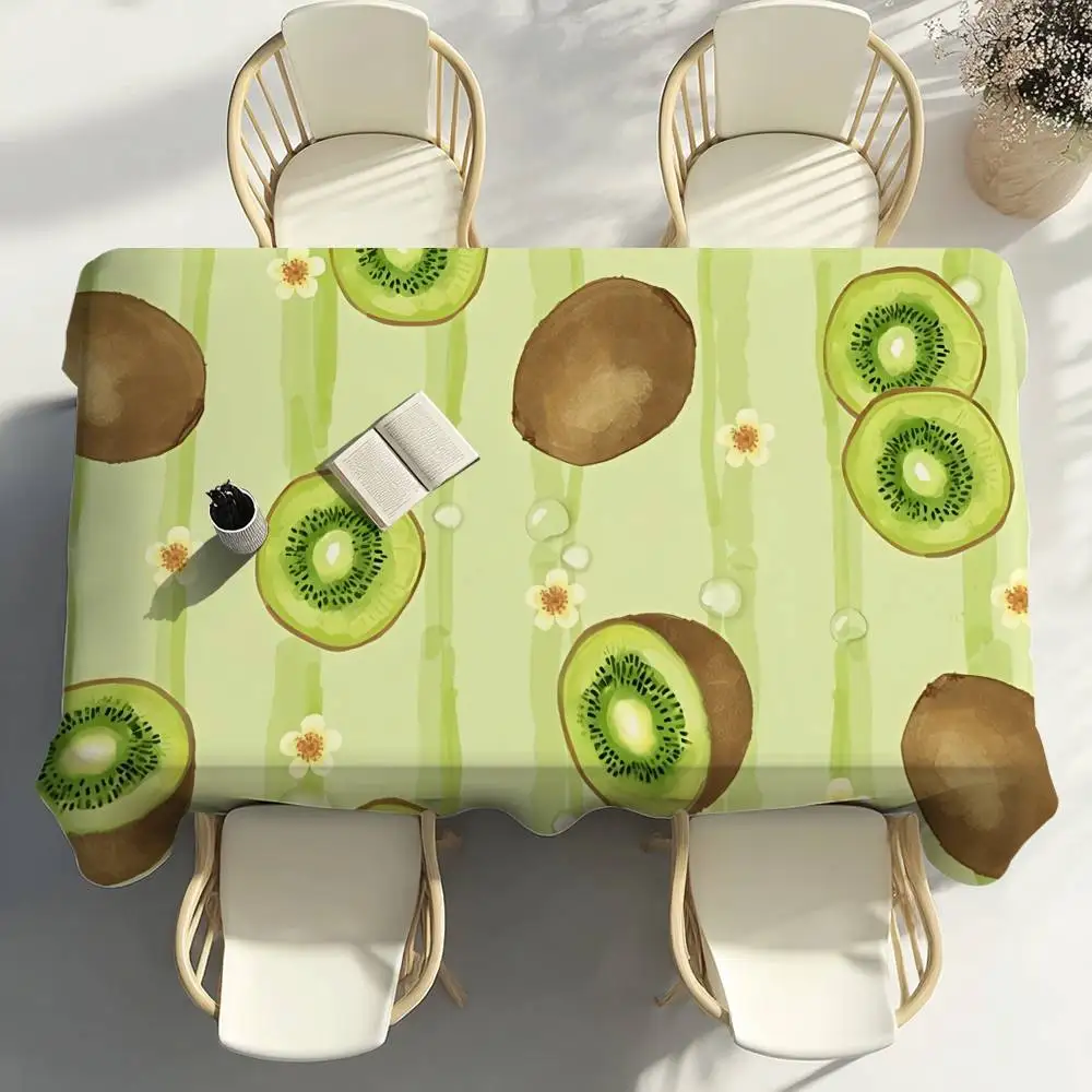 1PC Green Kiwi Fruit Table Cloth Party Decor Dining Room Home Kitchen Patios Waterproof Stain-Proof Table Cloth