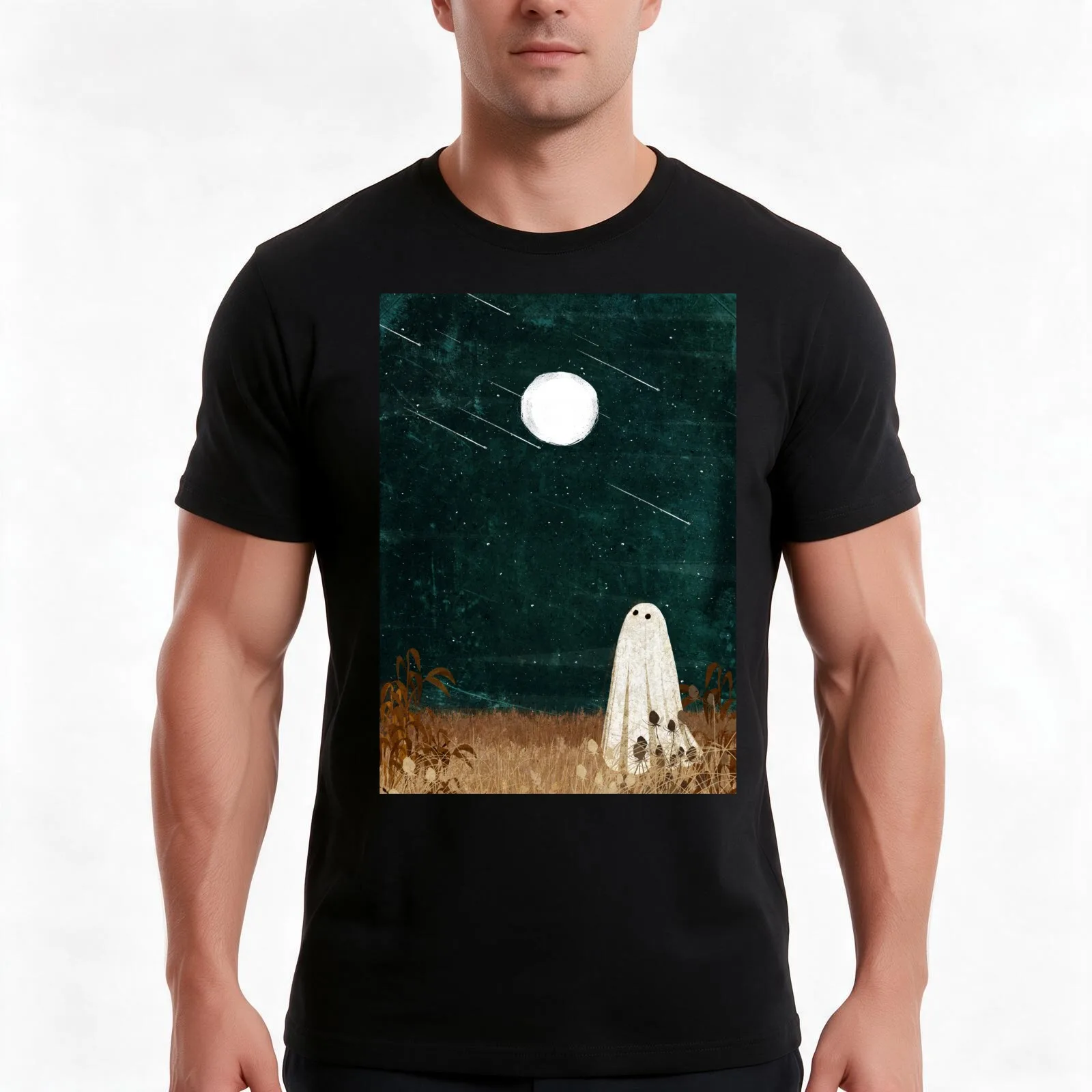 Meteor Shower T-Shirt, Summer Casual Cotton Tee, Oversized Streetwear Tops, Vintage Graphic Print, Loose Fit Short Sleeve