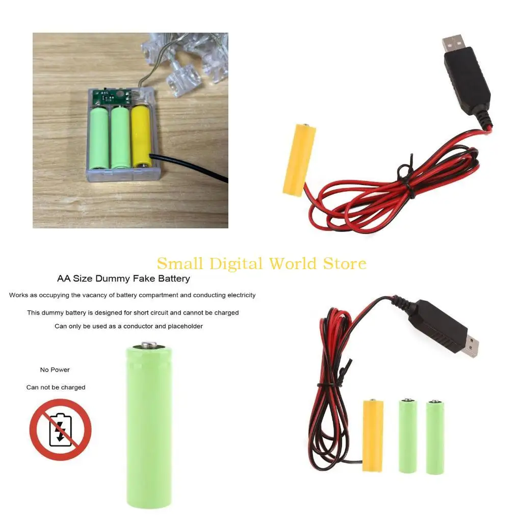 

77UB 1 SET 4.5V AA Фальшивая аккумуляторная батарея USB-питания кабеля кабеля Длительное питание замена мощности для батарей 3X