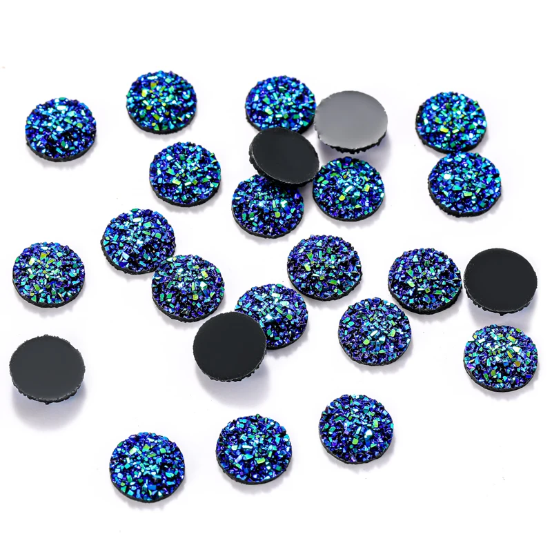 New Fashion 30pcs 12mm Mix AB Colors FlatBack Druzy Resin Cabochons For Bracelet Earrings DIY Jewelry Making Accessories W270