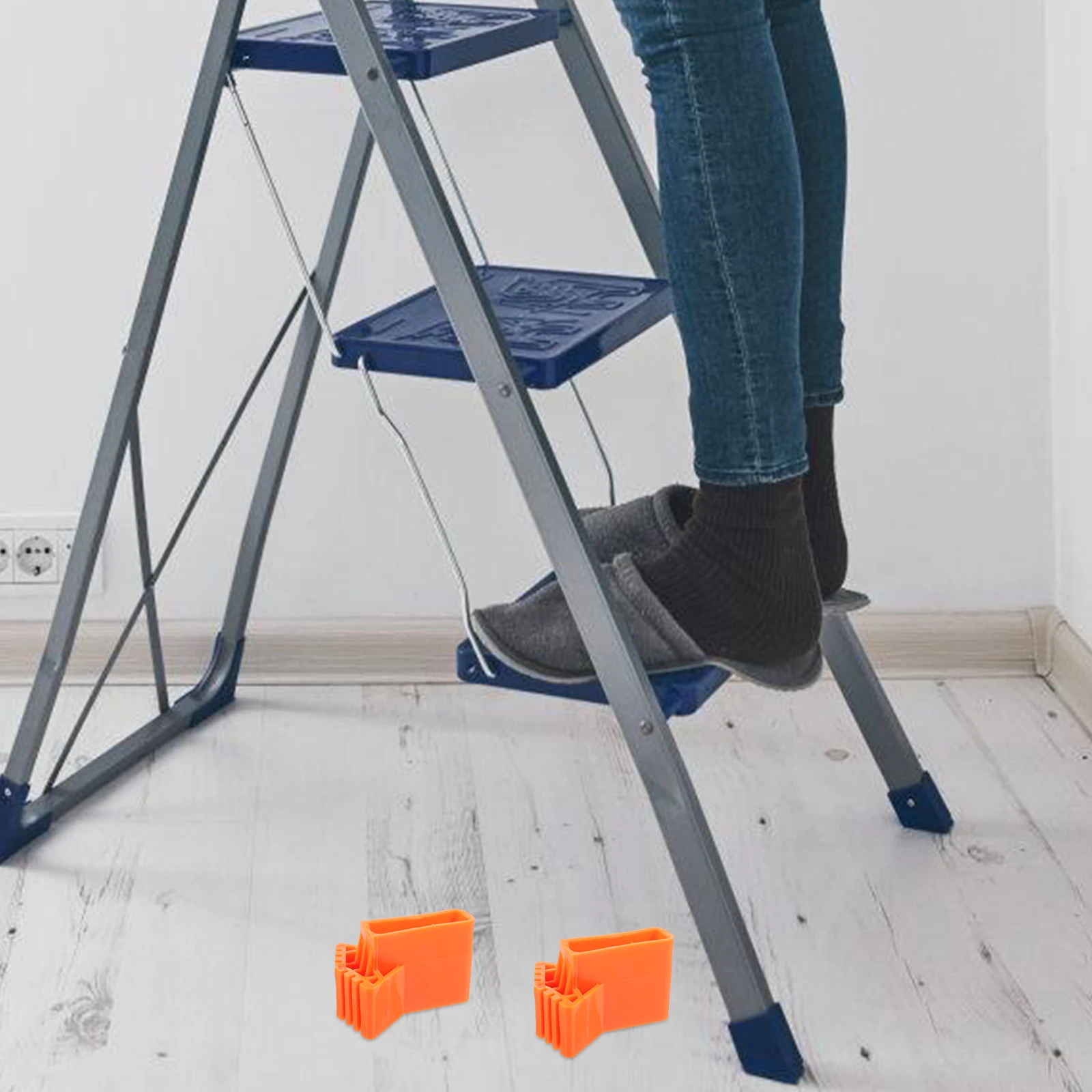 

2pcs Foot Pads Stabilizer Feet Anti-Slip Covers Replacement Cushion Leg Caps Extension Folding Ladders Orange Durable Reusable