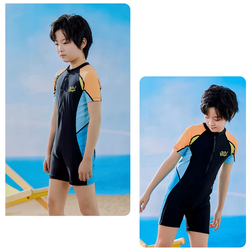 Boys/Girls Swimsuit One Piece Kid Swimsuit Water Sport Short Sleeve Swimsuit UV Sun Protection Bathing Suits Dive Skin Rashguard