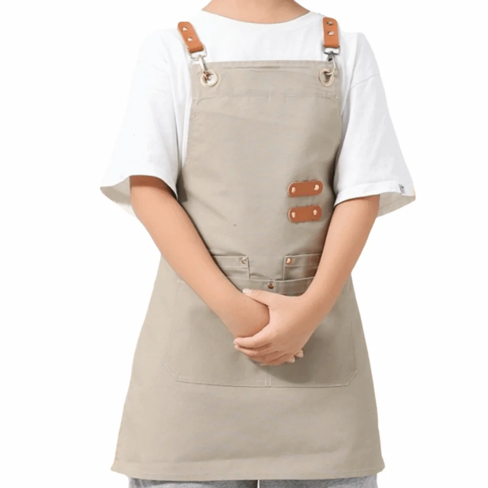 

Минималистичный детский холщовый фартук, однотонный регулируемый детский фартук для приготовления пищи, водонепроницаемый, устойчивый к пятнам детский костюм шеф-повара