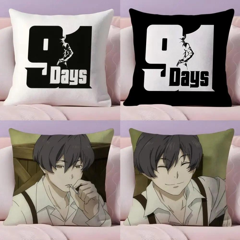 9-91 days Anime Cushion Cover Natural Linen Organic Fabric Double-Sided Printing Sofa Home Decor Gift Pillow Cover