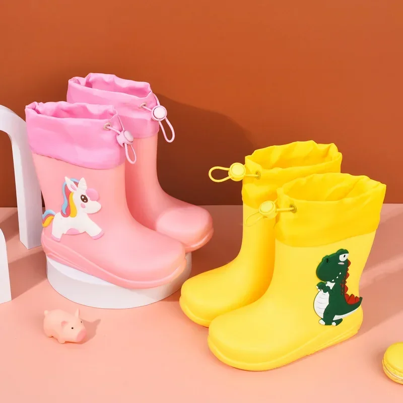 Children Rain Boots Baby Boys Girl EVA Non-slip Outdoor Cartoon Dinosaur Rain Boots for Kids Waterproof Shoes Water Boots Girl