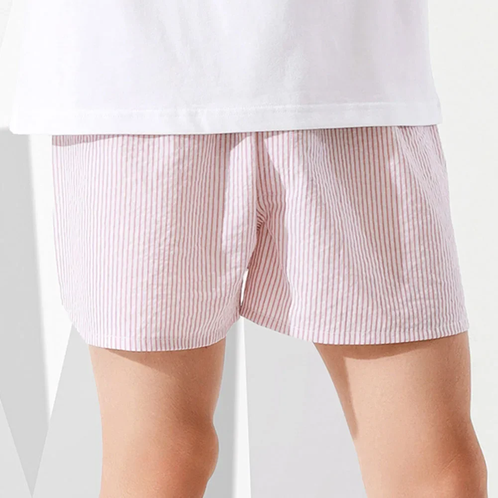 Mens Striped Shorts Cotton Breathable Skin-friendly Boxer Briefs Loose Casual Underpants Homewear Sexy Button Underpants