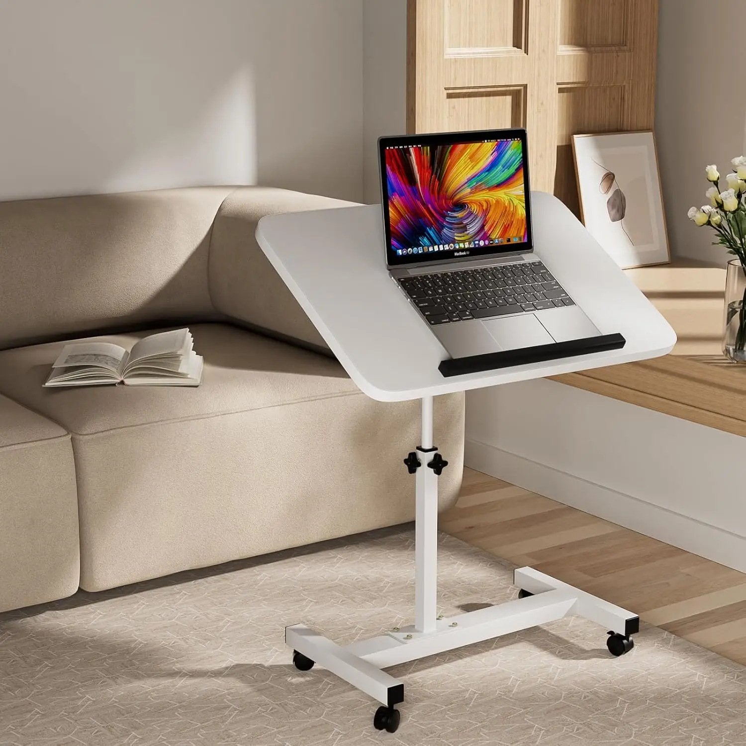 مكتب كمبيوتر محمول قابل للتعديل 360 °   حامل متنقل دوار على سطح الطاولة فوق السرير، محطة عمل الكمبيوتر لطاولة الدراسة الدوارة #2