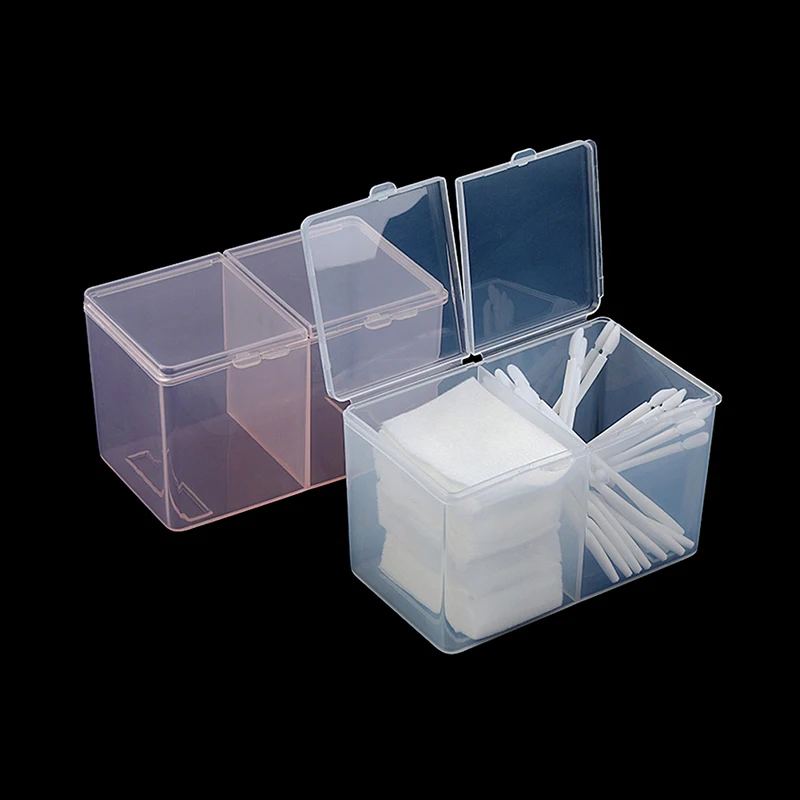 Double-Compartment Independent Cotton Pads Holder Container Case Swab Nail Wipes Makeup Brushes Organizer Storage Box