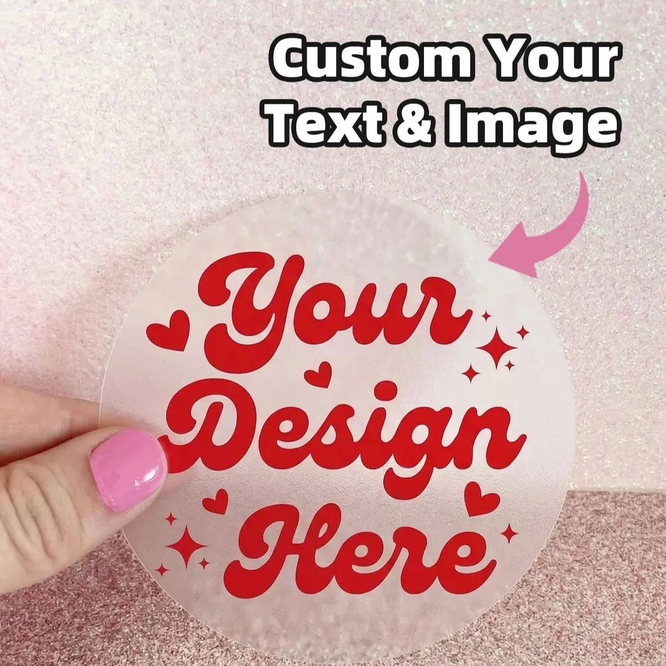 1/50/100pcs  Transparent Waterproof Stickers, Custom Print Text or Graphics, Perfect for Parties, Labels, Packaging