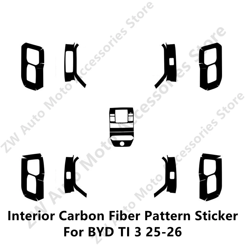 For BYD TI 3 25-26 Interior Carbon Fiber Pattern Sticker Protective Film Modification Accessories Refit