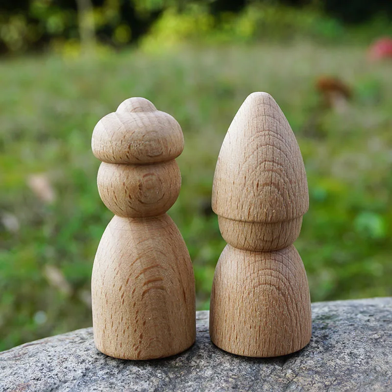 20pc Wooden Peg Doll Beech Unfinished Wood Shapes Morden Craft Wood Loose Parts DIY Accessories for Home Decoration