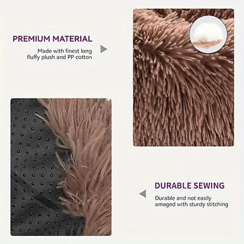 سرير كلب فائق النعومة - مريح ومريح وقابل للغسل في الغسالة، تصميم دائري غير قابل للانزلاق للصدر الكبير والمتوسط والصغير والغاية