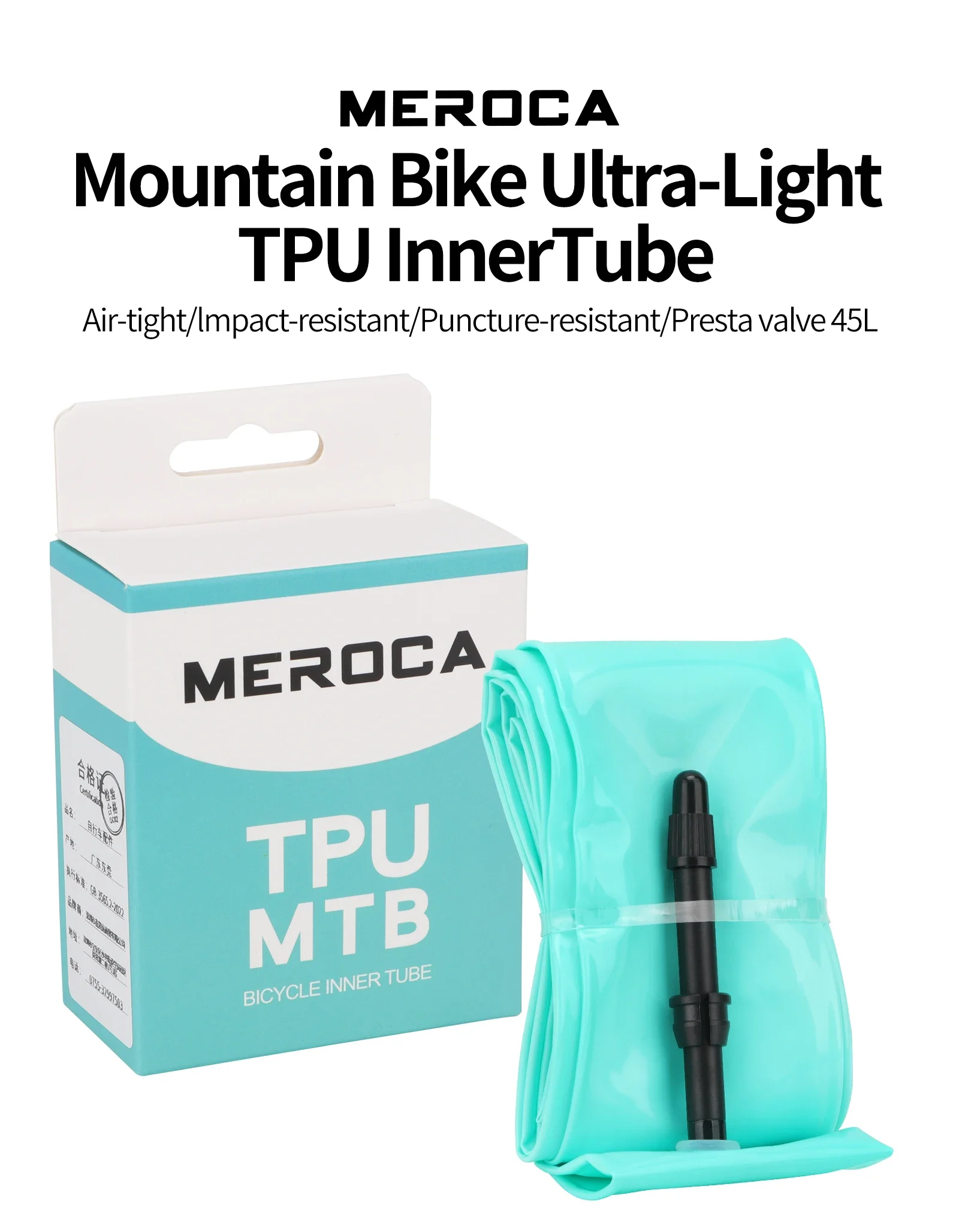MEROCA TPU-Schlauch 26 27.5 29 MTB 45L Presta-Ventil 1.95-2.6 Mountainbike-Schlauch Ultraleichter, pannensicherer Fahrradschlauch – Detail 2