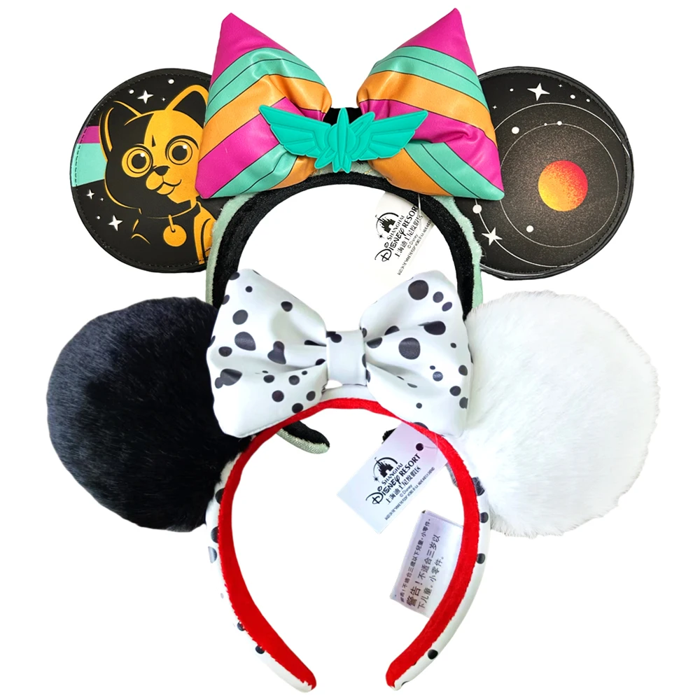 Disney Lightyear Minnie Mouse Ear Headband Cruella villain Bows EARS COSTUME Headband Cosplay Plush Adult/Kids Headband Gift