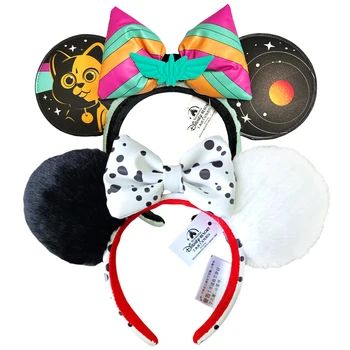 Disney Lightyear Minnie เมาส์หูแถบคาดศีรษะ Cruella คนร้าย Bows หูเครื่องแต่งกายคอสเพลย์ตุ๊กตาผู้ใหญ่/เด็กแถบคาดศีรษะของขวัญ