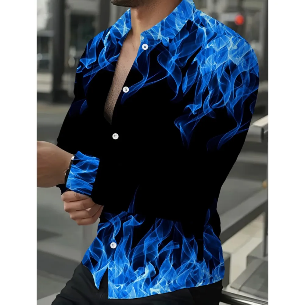 

Деловая повседневная мужская рубашка с текстурированным принтом, официальная вечерняя рубашка на пуговицах, повседневная весенне-летняя дышащая рубашка с лацканами и длинными рукавами