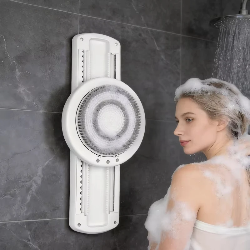 Wall-mounted electric bath massage brush automatic slide rail three-speed adjustable waterproof bath back cleaning exfoliation
