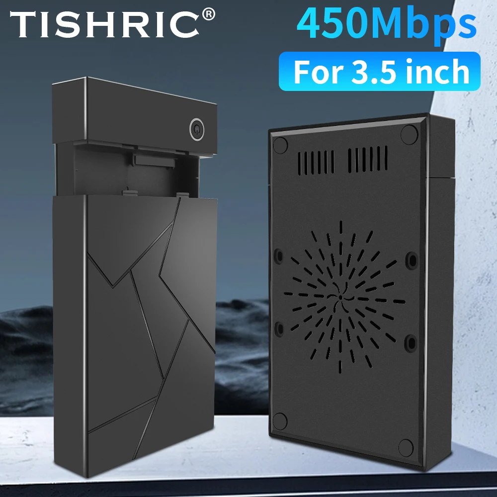 TISHRIC HDD Case Caja de disco duro de 3,5 pulgadas USB 3.0 a SATA Caja de disco duro externo 12V 2A Caja de disco duro de alimentación para computadora portátil PC