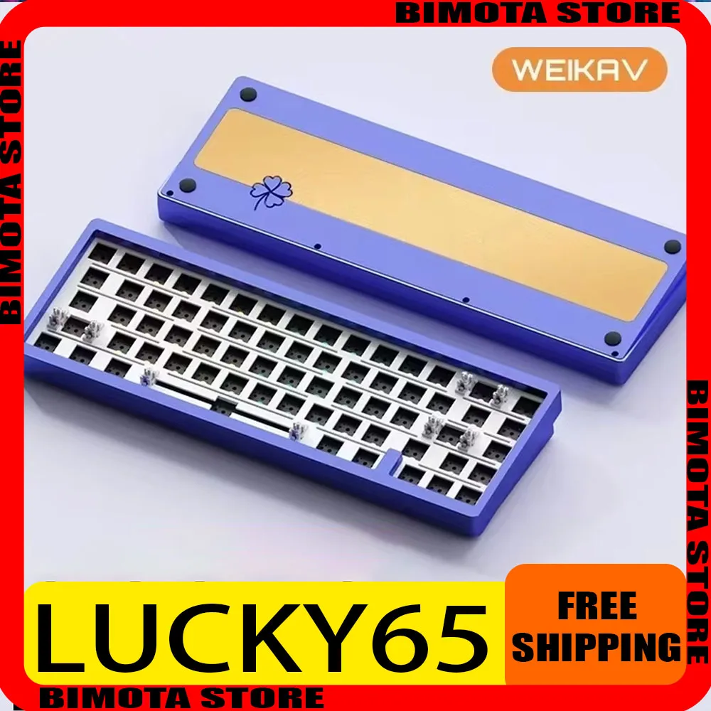 weikav aluminum alloy teclado mecanico rgb personalizado teclado gaming sem fio hot swap office pc gamer lucky65 modos 01