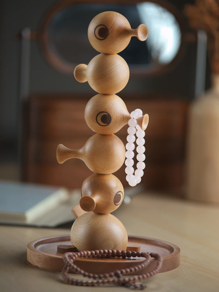 

Creative Trendy Wooden Jewelry Storage Ra Handbag Hair Accory Holder Entrance Decorative Item Soft Cute Healing Element