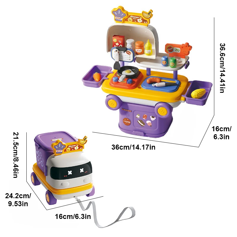 Conjunto de brinquedos para crianças, conjunto de maquiagem multifuncional para médico de cozinha com estojo de armazenamento, conjunto de brinquedos interativos para crianças