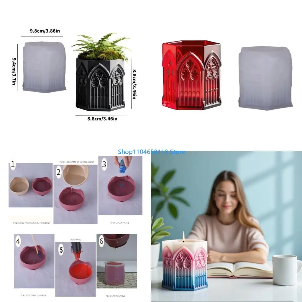 

Detailed Church Window Silicone Mold Craft Tool For Resin Flowerpot Cup