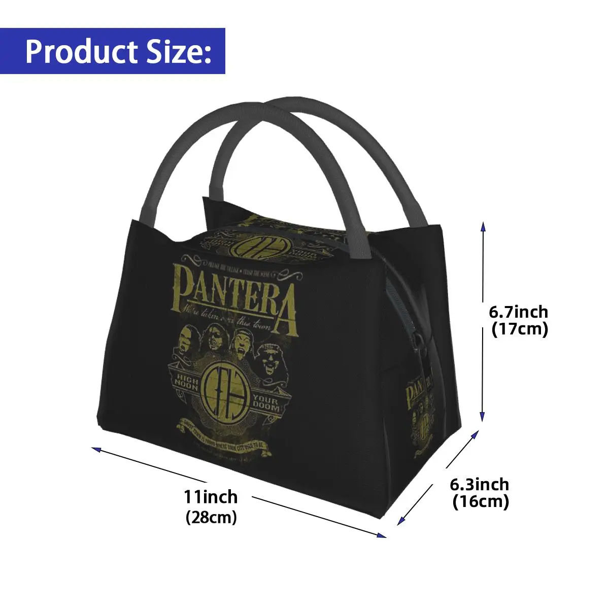 US Pantera Band Dimebag Darrell Poster Insulated Lunch Bag Food Boxes Portable Container Cooler Thermal Lunch Box Tote