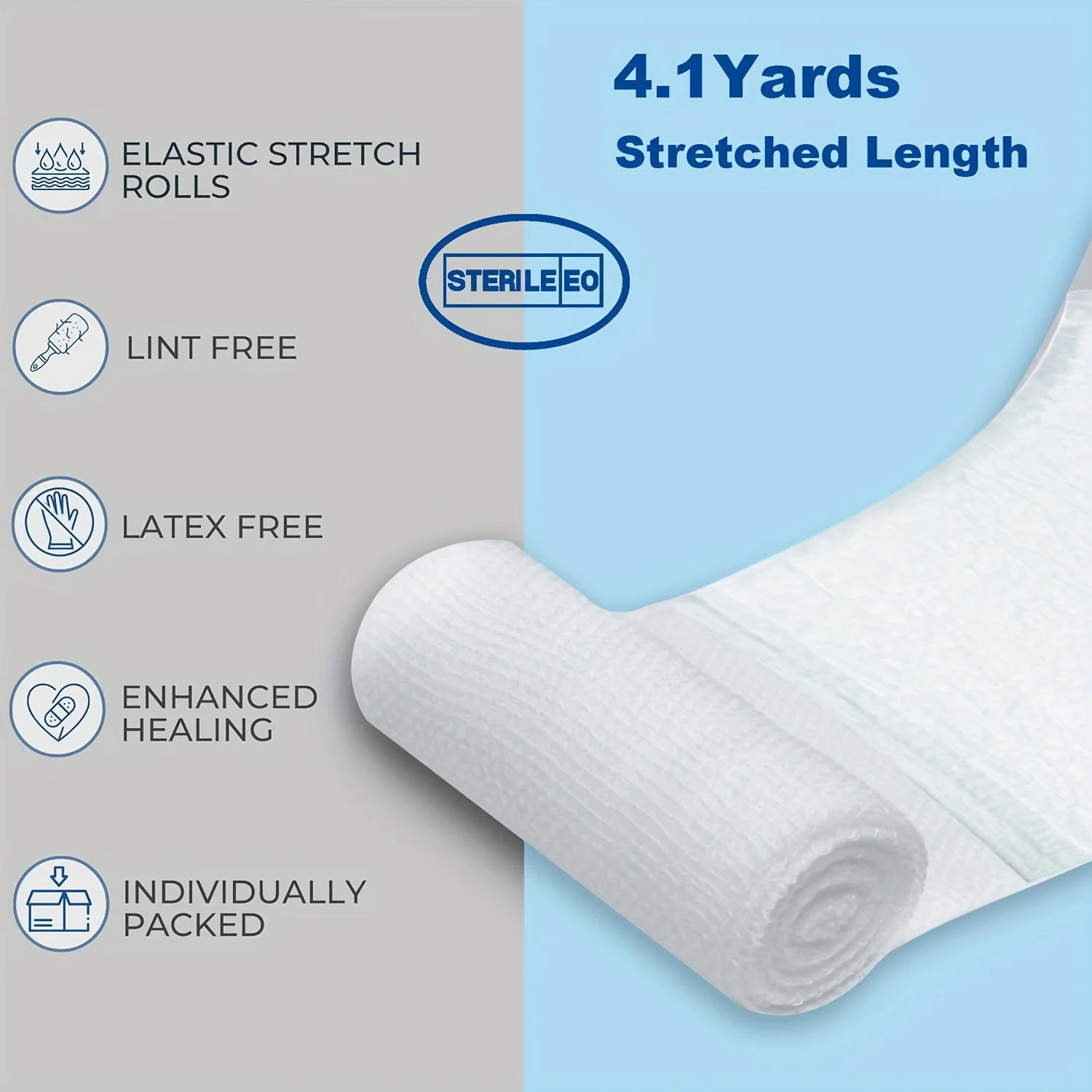 6Pcs Sterile Trauma Hemostatic Bandage PBT Elastic Disposable Roll Highly Absorbent Pads for Wound Care First Aid Travel