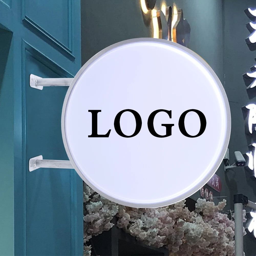 Double Sided Round Outdoor/Indoor Light Box Aluminum Frame Round LED Back-lit Shop Signs Advertising Light Box