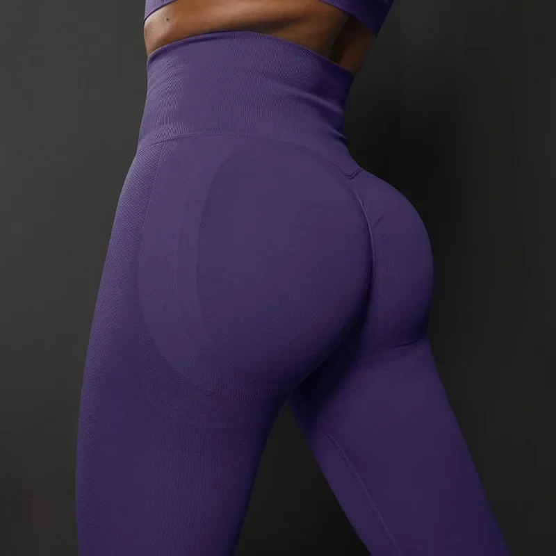 เลกกิ้งไร้รอยต่อหลากสีเอวสูงสำหรับผู้หญิงเลกกิ้งเล่นโยคะยกกระชับสะโพกเซ็กซี่สำหรับใส่เล่นยิมฝึกพิลาทิส