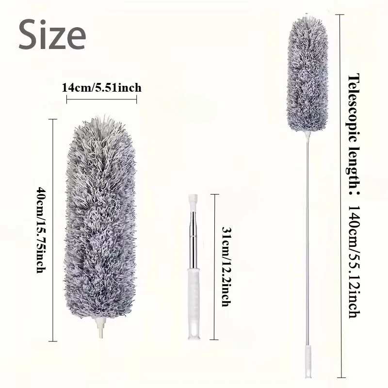 1pc Retractable Duster With Bendable Head - Washable, Reusable Dust Removal Brush For Ceilings, Furniture, Cars - Ideal For Livi