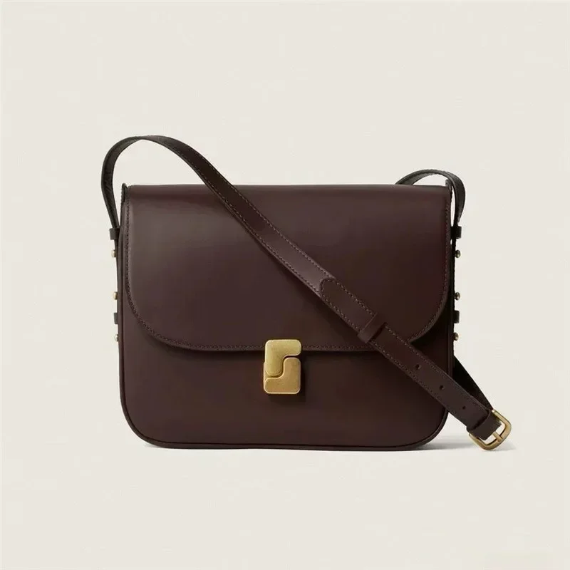 

French Niche Design genuine Leather Tofu Bag Women's Single Shoulder Crossbody Small Square Bag large Commuting Bag for Women