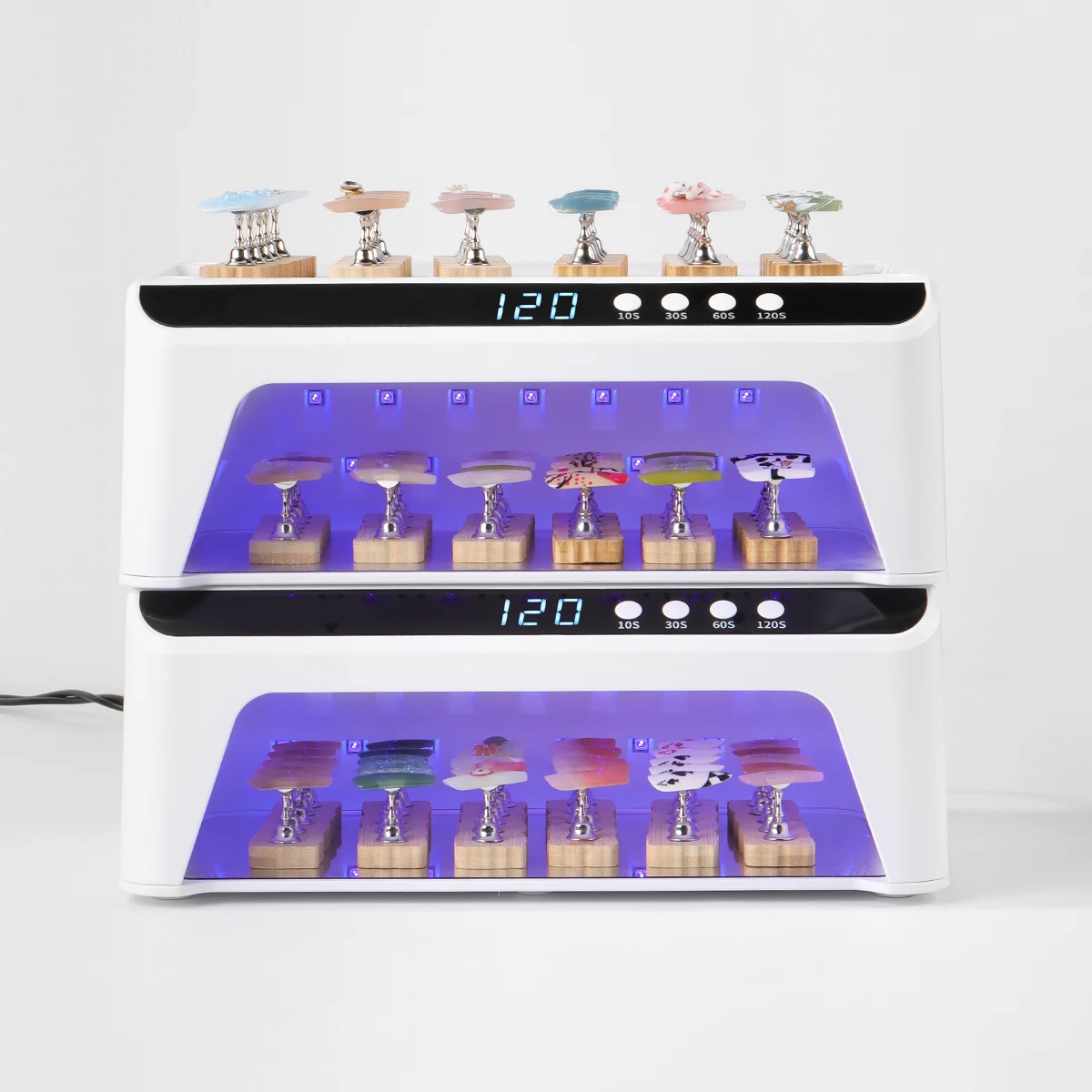 مصباح LED بالأشعة فوق البنفسجية للضغط على مجفف الأظافر سريع الجفاف مع وسادة يدوية، مصباح تجفيف الأظافر قابل للطي لعلاج جميع طلاء الأظافر الجل مجفف ضوء الأظافر مع 4 مؤقتات للاستخدام المنزلي أو الصالون